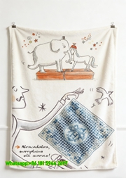 Hermès Whimsical Elephant & Horse Flannel Throw Blanket IMG_5064